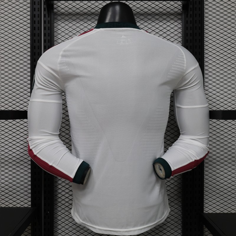 Player Version 26/27 Real Madrid White with Burgundy Stripe Long Sleeve Home Jersey