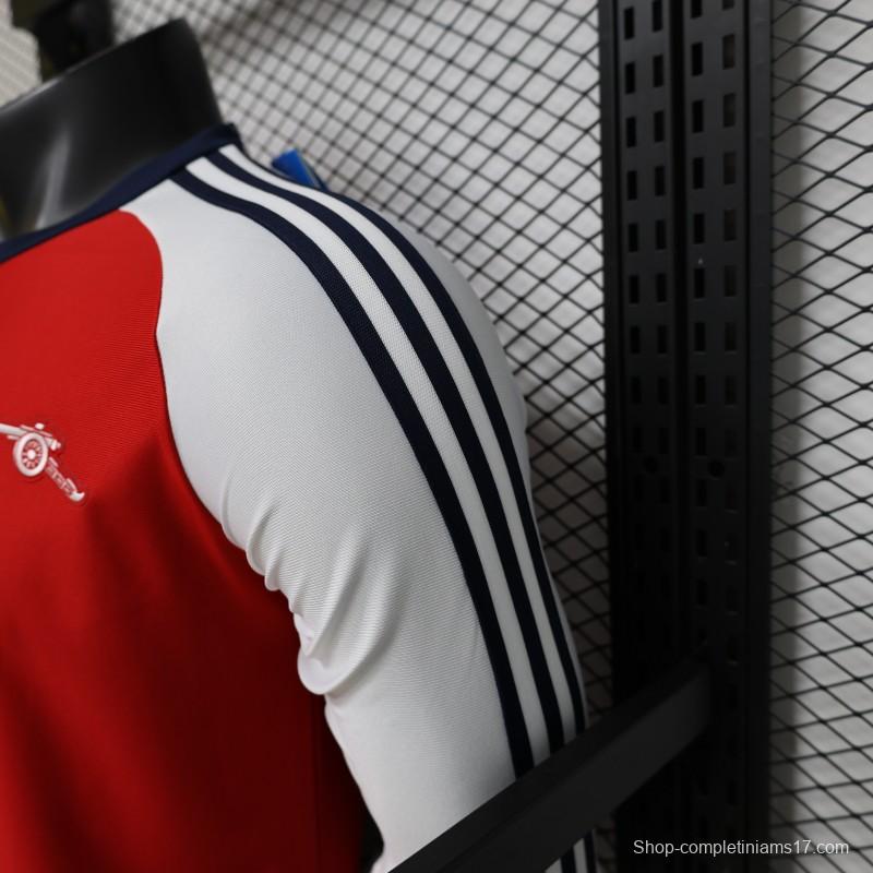 Player Version 2026  Arsenal x Adidas Originals Retro Red with White Long Sleeve Raglan Home Jersey