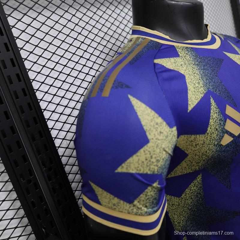 Player Version 2026  Argentina AFA Adidas Special Edition Royal Blue Gold Star Print Champions Jersey