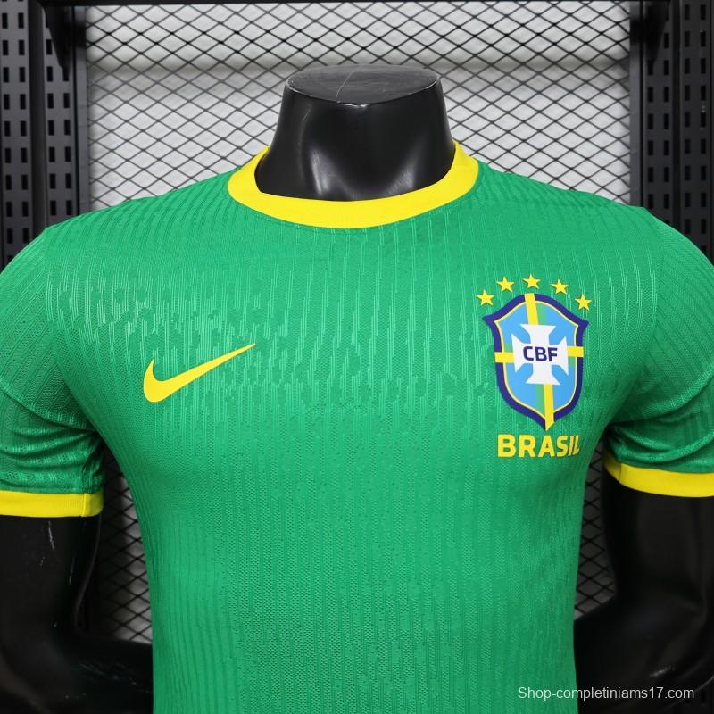Player Version 2026 Brazil Green with Wave Texture Away Jersey