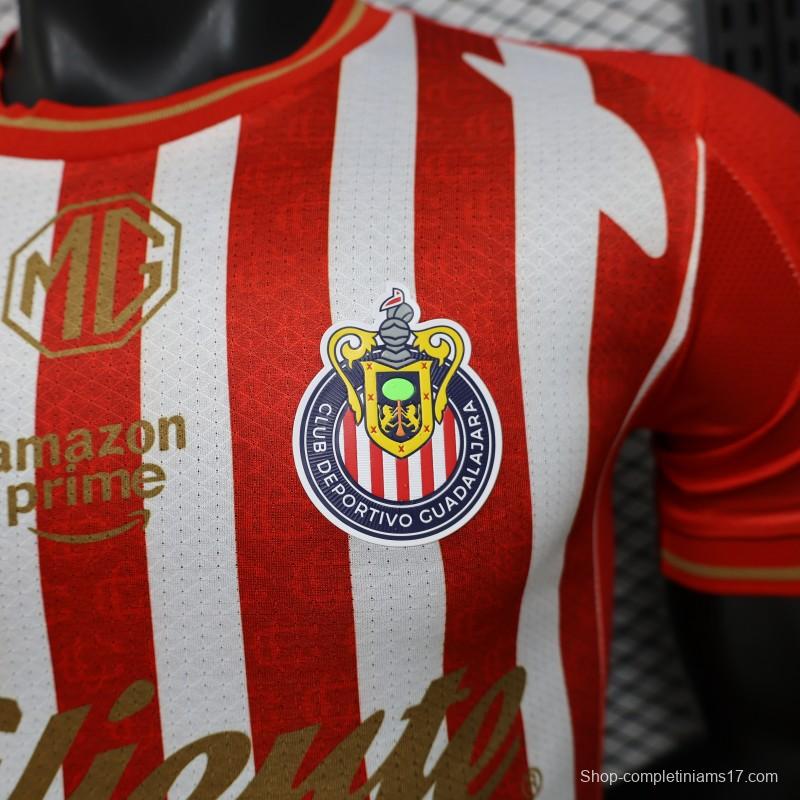 Player Version 26/27 Chivas de Guadalajara Red & White Stripes Home Jersey