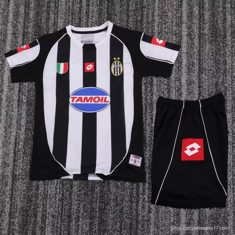 Retro Kids 02/03 Juventus Black White Home Jersey