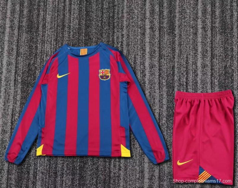 Retro Kids 05/06 Barcelona Home League Version Long Sleeve Jersey