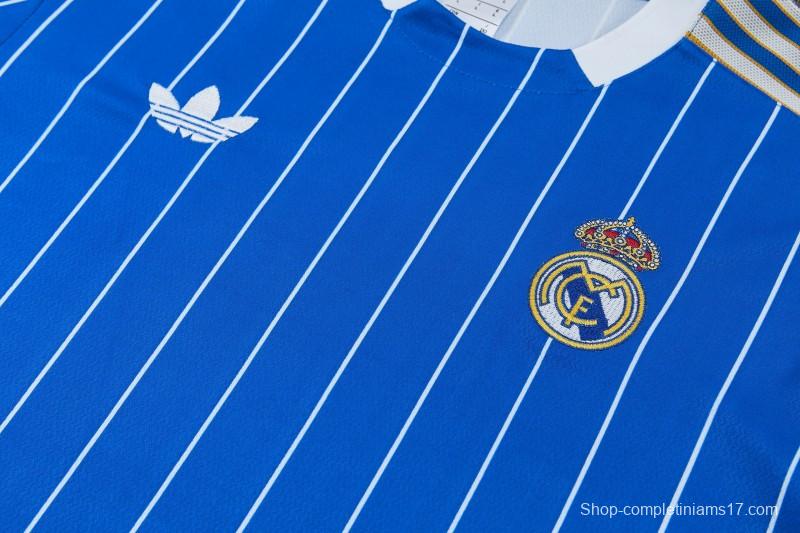 26/27 Real Madrid Blue Short Sleeve Tracksuit + Long Pants