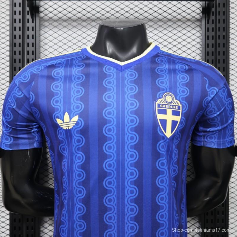 Player Version 2026 Sweden Blue with Tonal Chain Stripe  Away Jersey