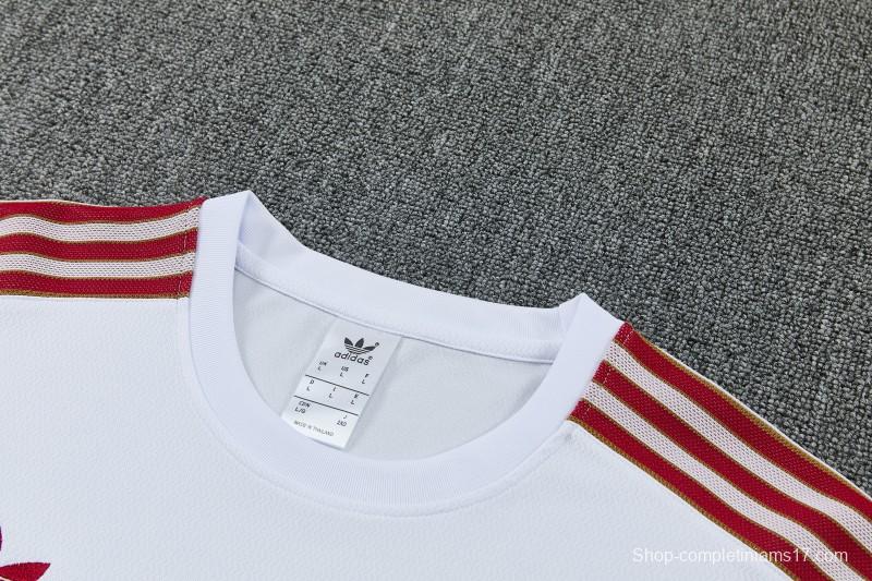 26/27 Arsenal White & Red Short Sleeve Tracksuit + Long Pants