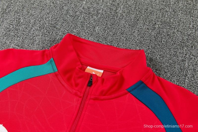 26/27 Portugal Red&Teal Half Zipper Jacket Tracksuit + Long Pants