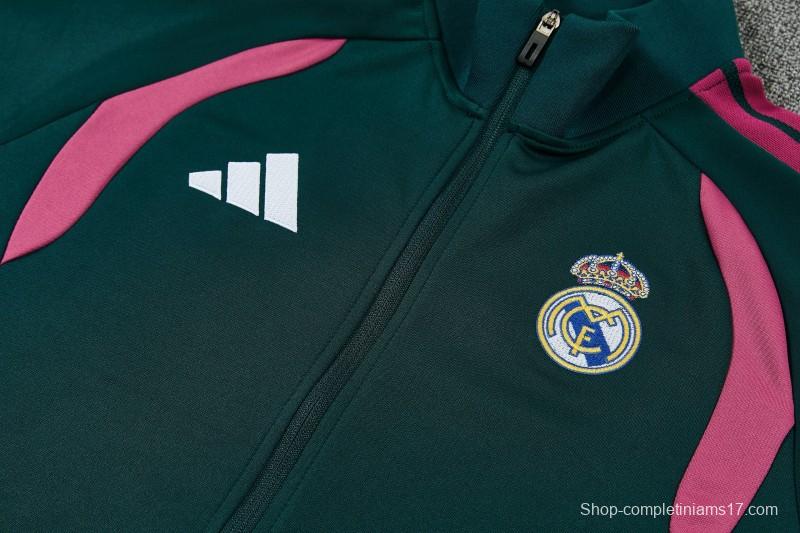26/27 Real Madrid Dark Green Full Zipper Jacket Tracksuit + Long Pants