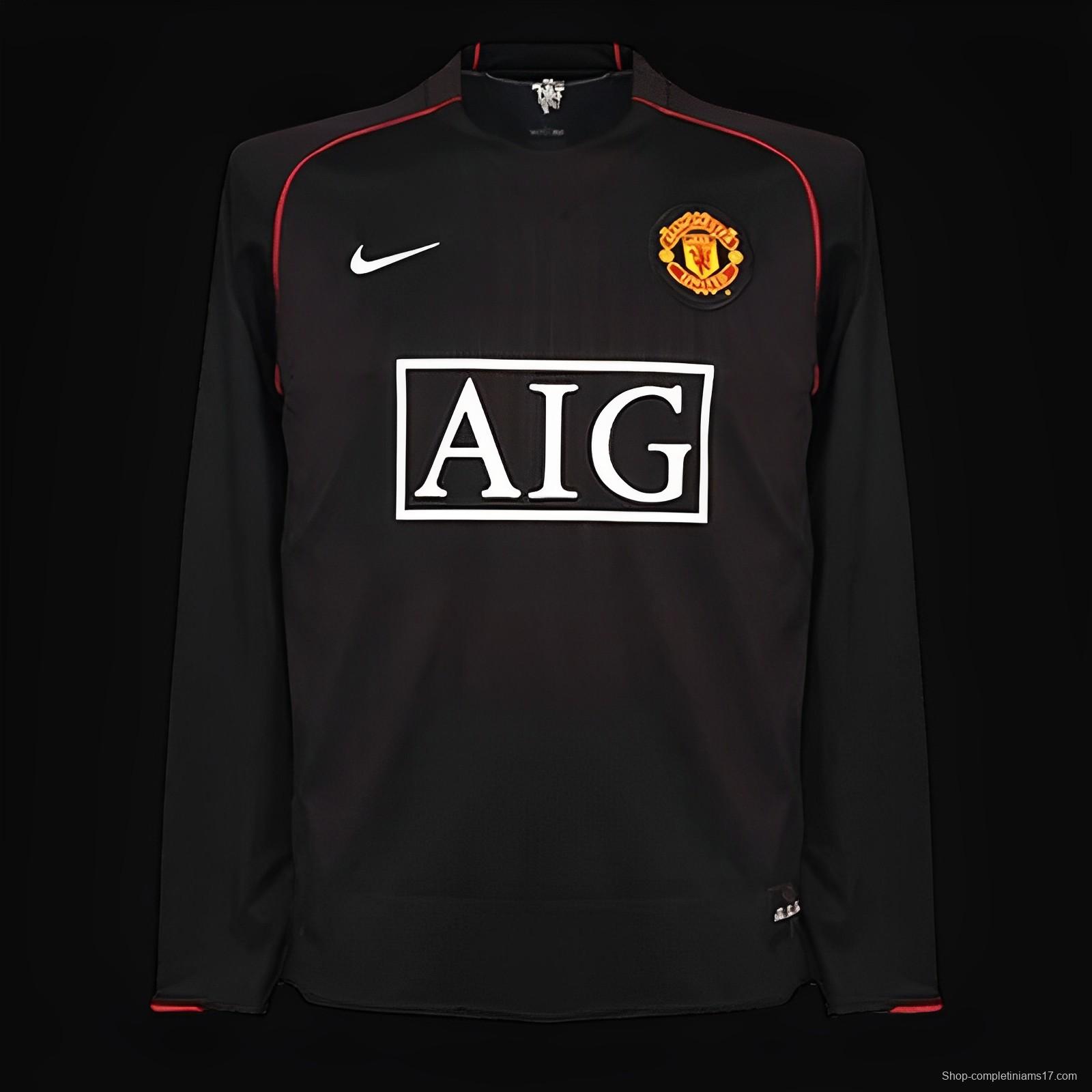 Retro 07/08 Manchester United Away Black Long Sleeve Jersey