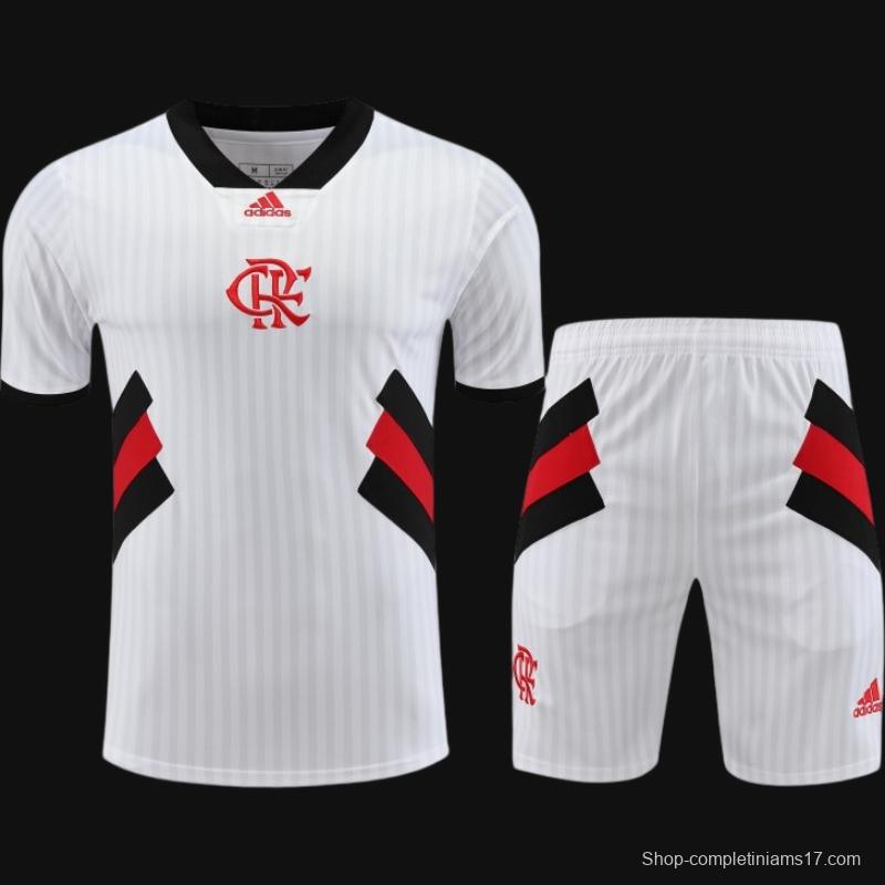 23-24 Flamengo White Remake Icon White Short Sleeve Jersey+Shorts