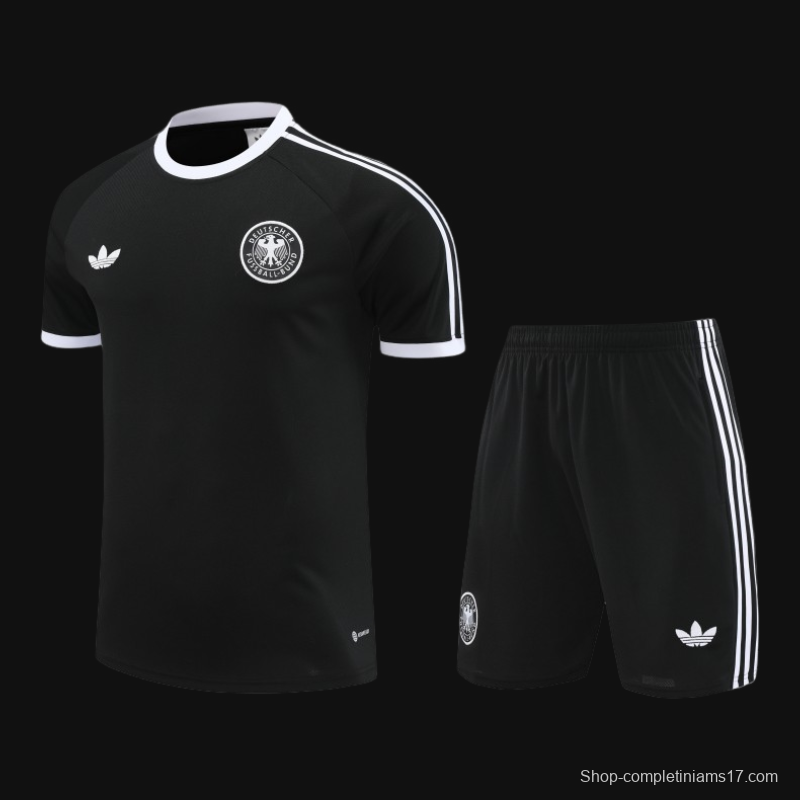 2024 Germany Black Cotton Short Sleeve Jersey+Shorts