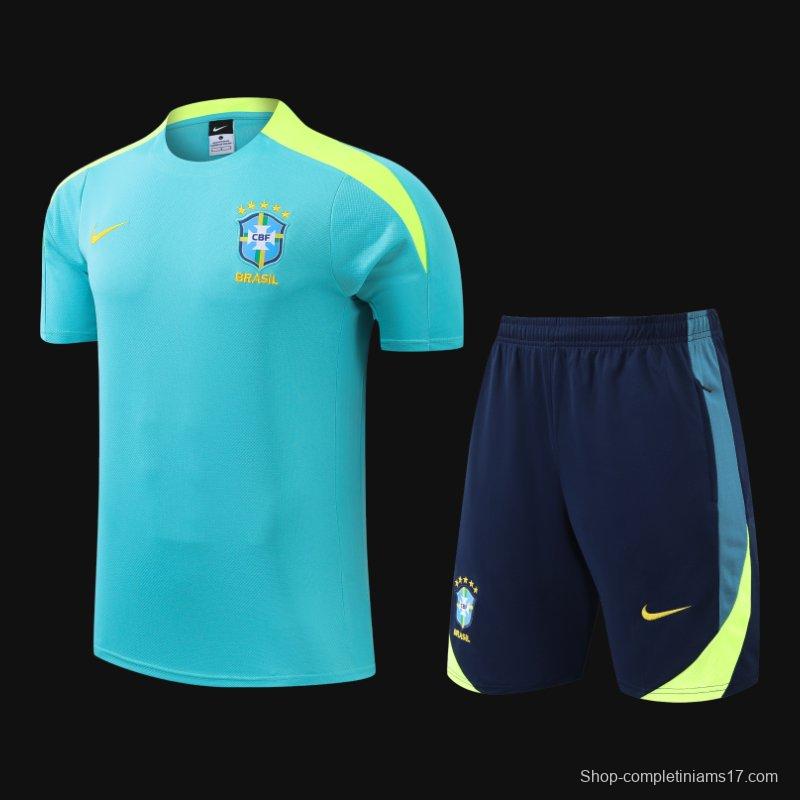 2024 Brazil Blue Short Sleeve Jersey+Shorts