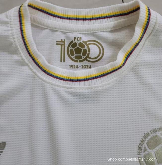 2024 Colombia White 100Th Anniversary Long Sleeve Jersey