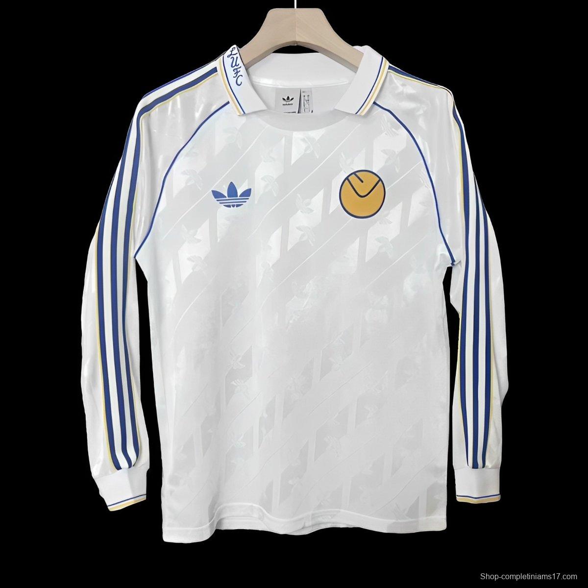 24/25 Leeds United  Adidas LFSTR Retro Long Sleeve White Jersey