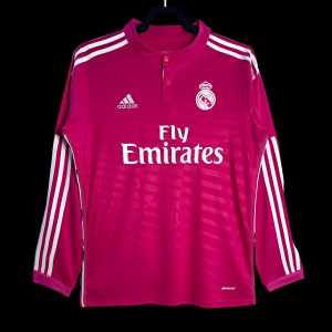 Retro 14/15 Real Madrid Away Pink Long Sleeve Jersey