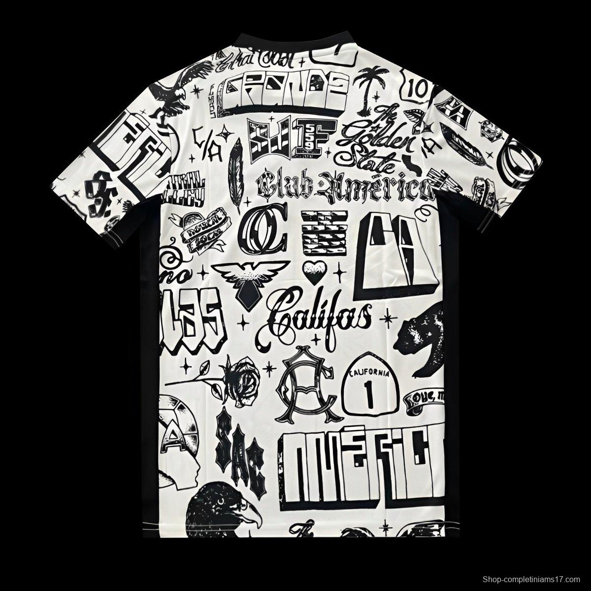 25/26 Club America 2025 Pre-Match Off-White Street-Style Graphics Jersey