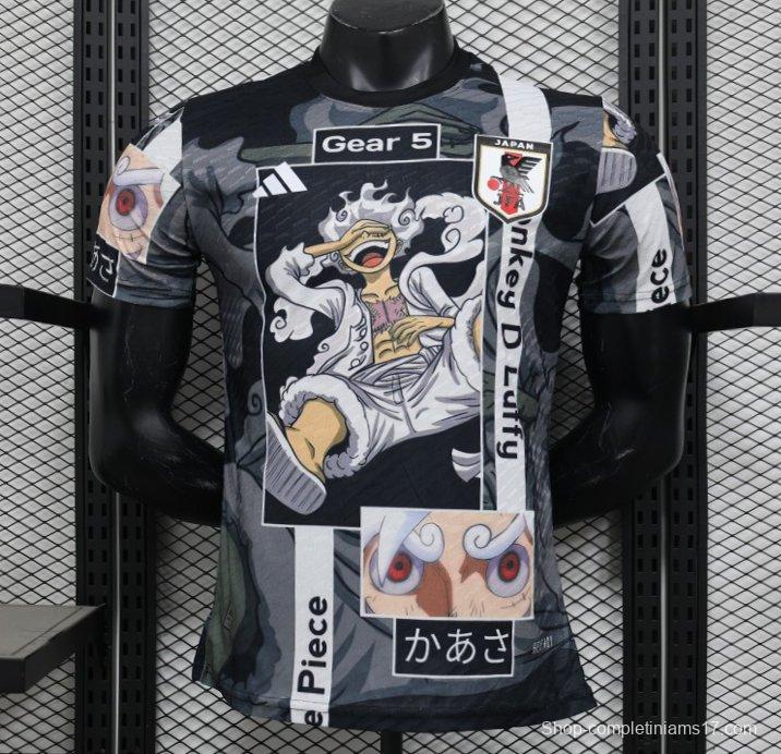 Player Version 2025 Japan National Team Black with One Piece Gear 5 Luffy Design Jersey