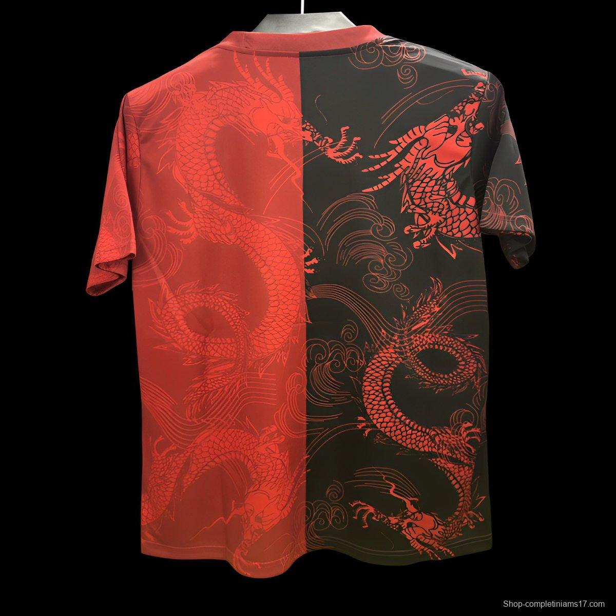 25/26 Real Madrid Red and Black with Split Dragon Design Jersey