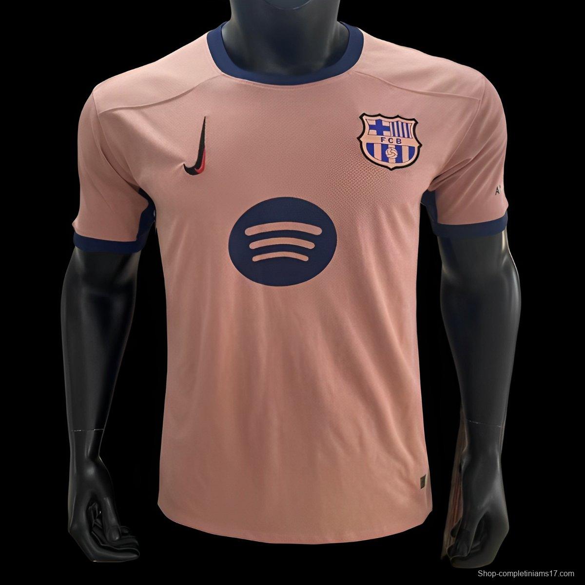25/26 FC Barcelona Pink with Navy Trim Jersey