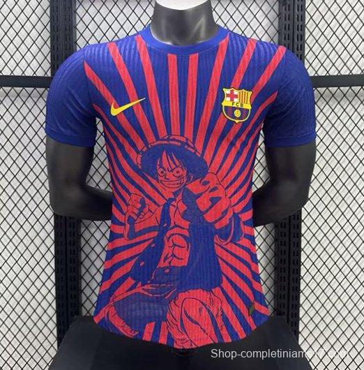 Player Version 25/26 Barcelona Blue with Anime Character Sunburst Pattern Jersey