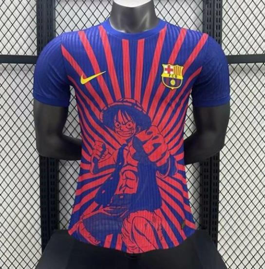 Player Version 25/26 Barcelona Blue with Anime Character Sunburst Pattern Jersey