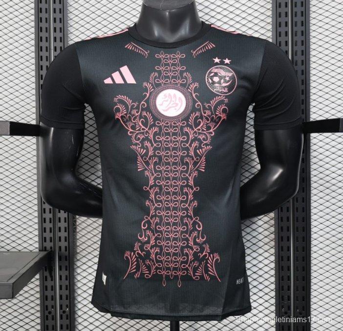 Player Version 2025 Algeria Black with Pink Ornamental Pattern Jersey