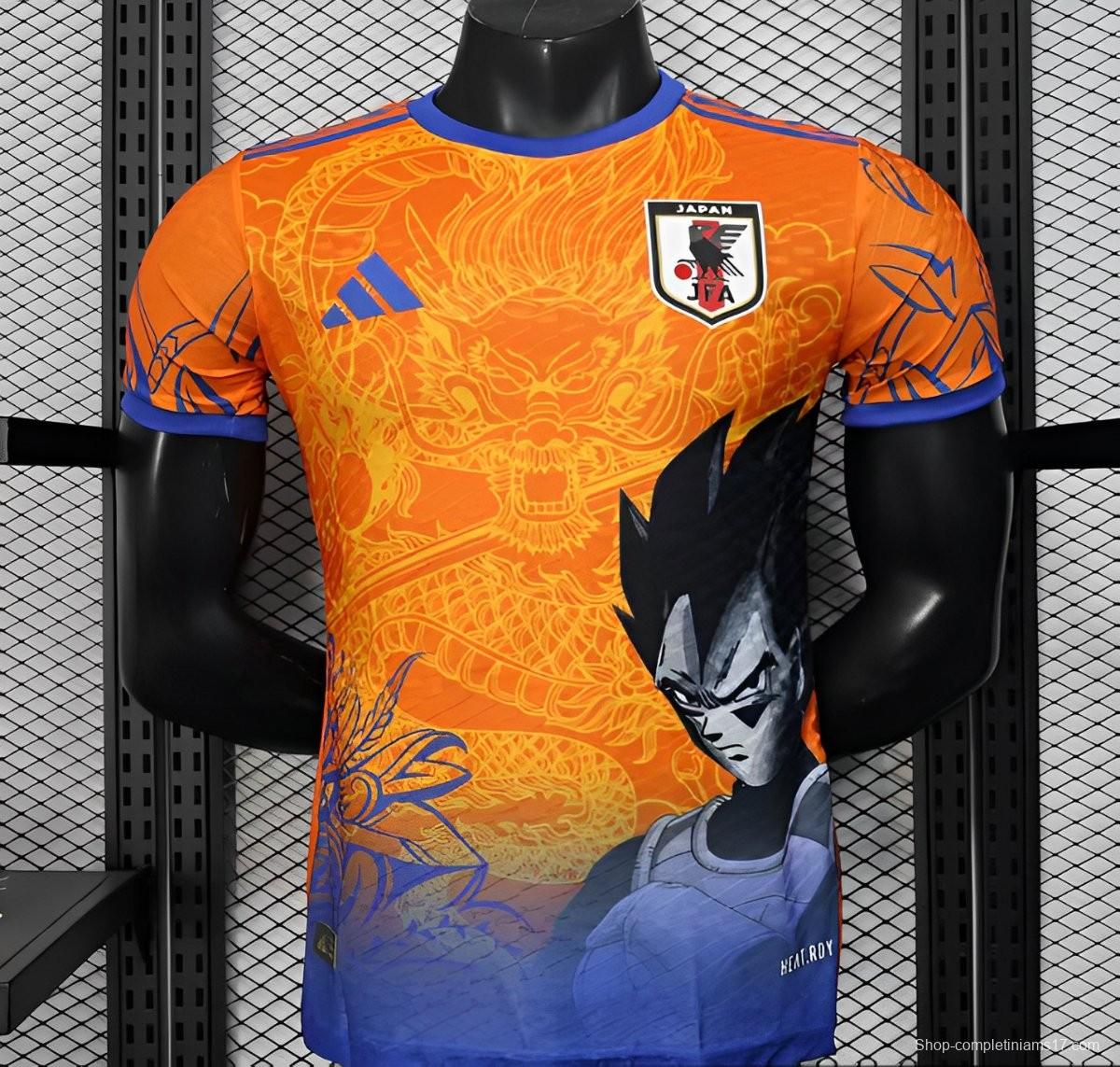 Player Version 2025 Japan Orange with Dragon Ball Z Vegeta Character Jersey