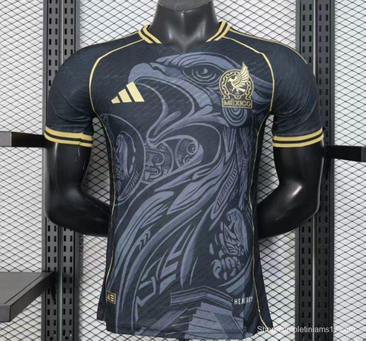 Player Version 2025 Mexico Black with Eagle Feather Pattern Jersey