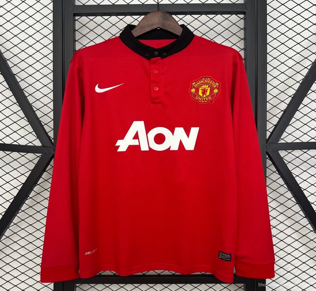 13/14 Retro Long Sleeve Manchester United Home Jersey
