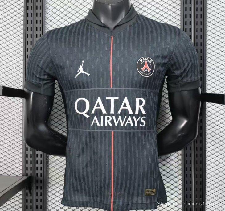 25/26 Player Version  Paris Saint-Germain Away Dark Grey with Vertical Stripe Pattern Jersey