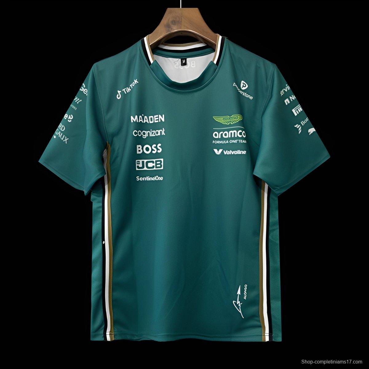 2025 F1 Aston Martin Aramco F1 Team Dark Green with Gold Trim Jersey