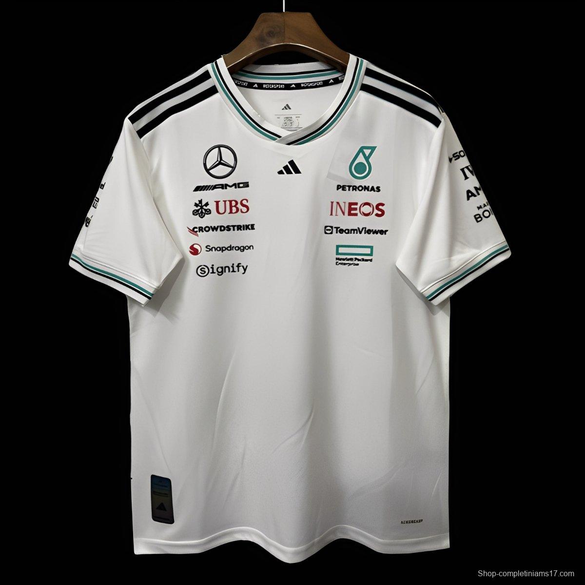 2026 F1 Mercedes-AMG Petronas F1 Team White with Teal and Black Trim Jersey