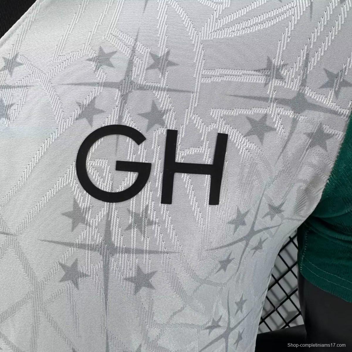 Player Version 2026 Ghana White with Black Star and Red-Green Sleeves Jersey