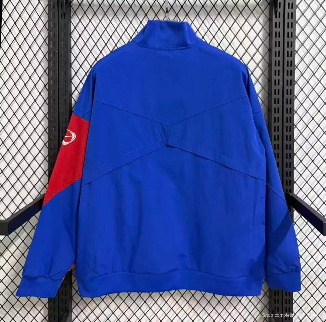 25/26 Paris Saint-Germain Blue with Red  Full Zipper Windbreaker