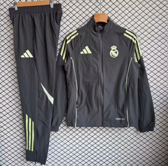 25/26 Real Madrid Dark Grey Full zipper Jacket Tracksuit+ long pants