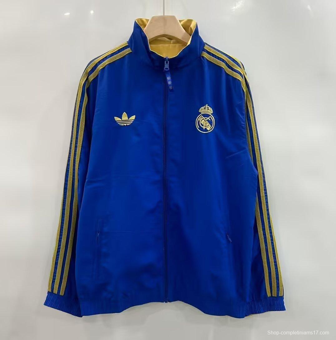 25/26 Real Madrid Golden/Blue Full Zipper Windbreaker