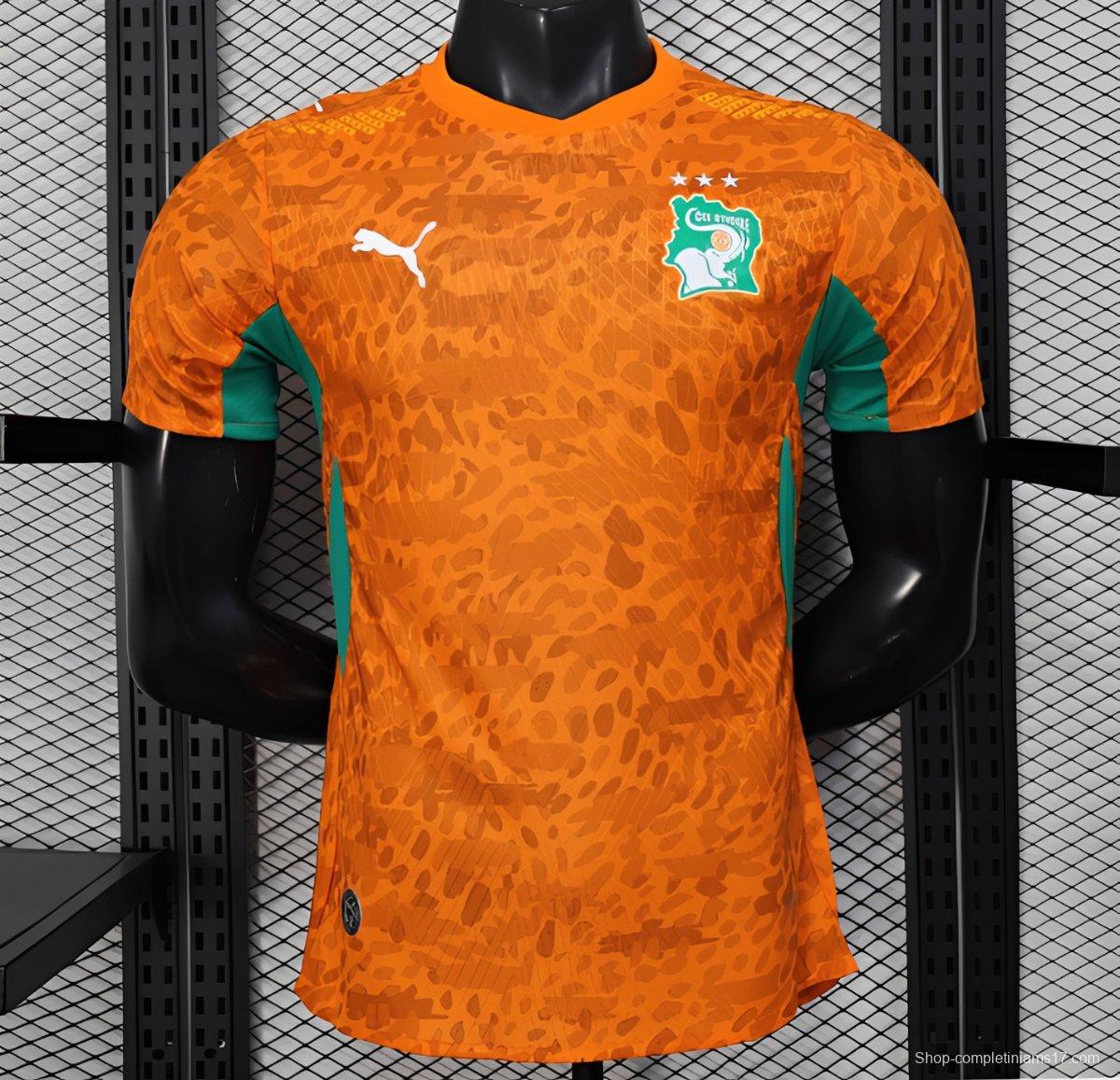 2026 Player Version Ivory Coast Orange with Leopard Pattern Jersey