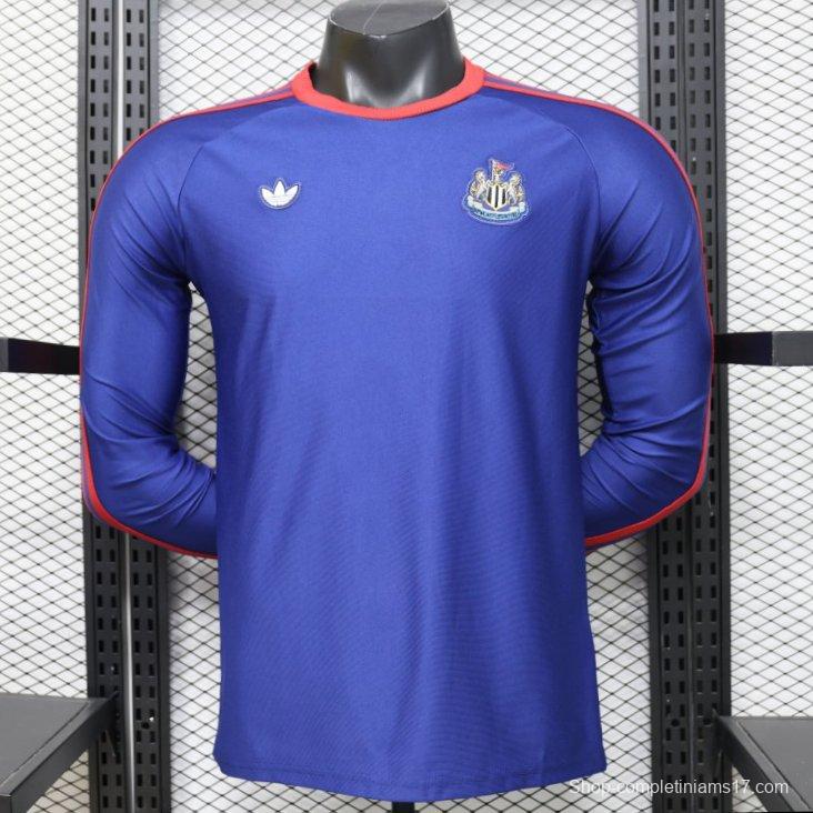 Player Version 26/27 Newcastle United Blue 1990 Vintage Remake  Long Sleeve Away Jersey