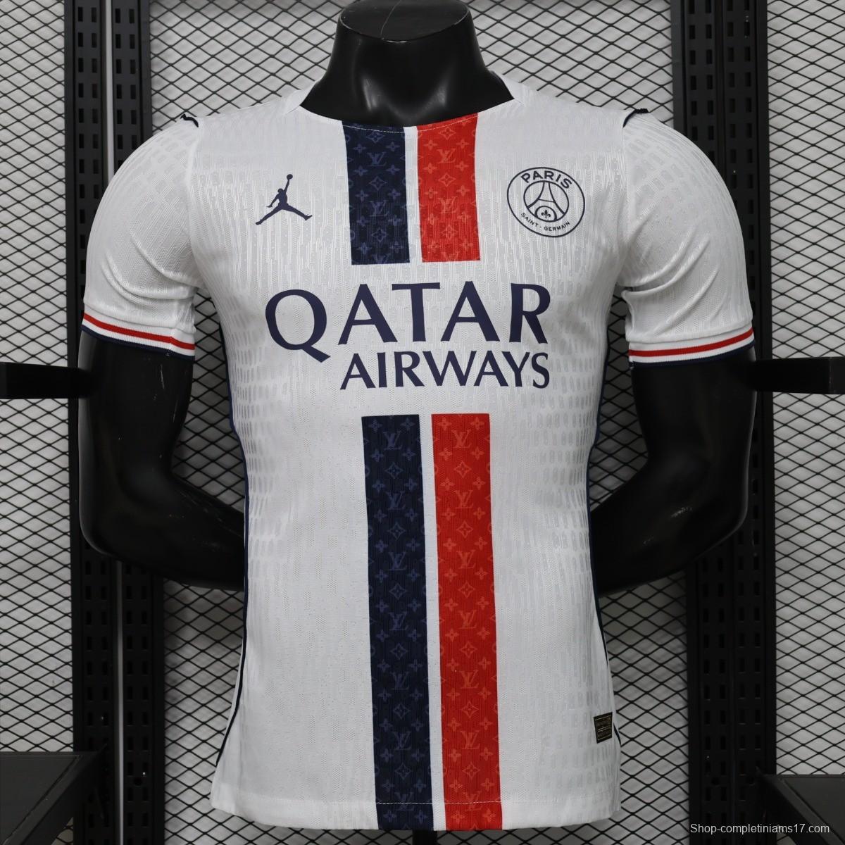 Player Version 26/27 Paris Saint-Germain Away  White & Navy/Red Stripe Special Edition Jersey
