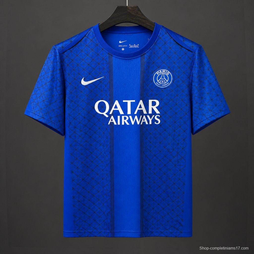 25/26 PSG Academy Pro Pre-Match Blue Paris Saint-Germain Geometric Pattern Pre-Match Jersey
