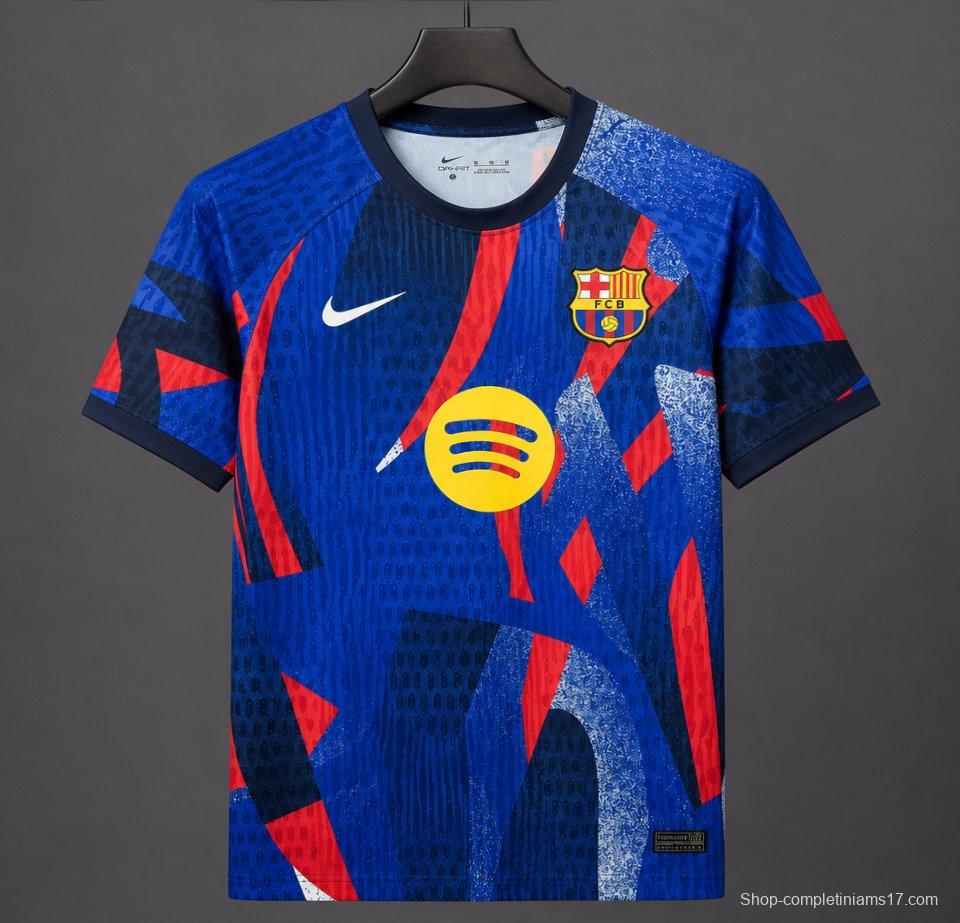 25/26 Barcelona Special Edition Pre-Match Abstract Brushstroke Design Jersey