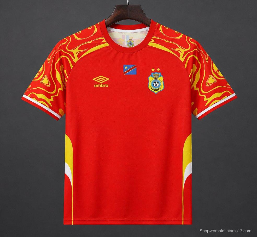 2026 DR Congo Red with Yellow  Third Jersey
