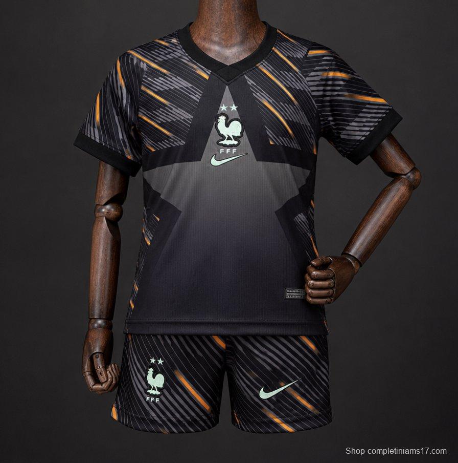 2026 Kids France Black with Orange  Away Jersey