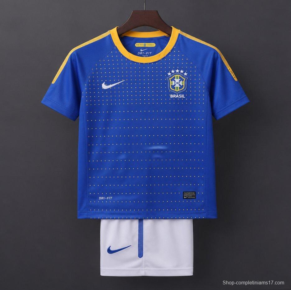 Retro 2010/11 Kids Brazil Blue & White Away Jersey