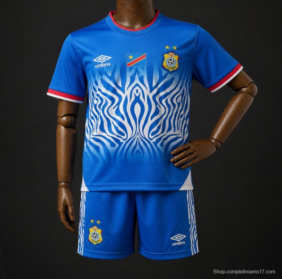 2026 Kids DR Congo Sky Blue Home Jersey