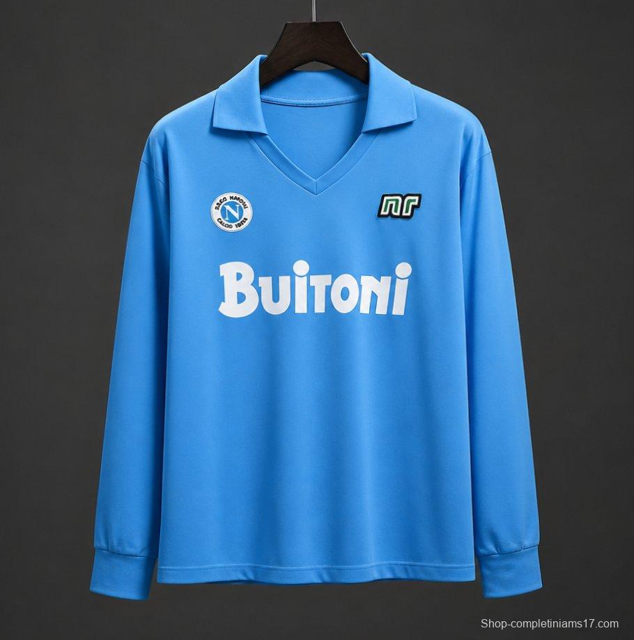 Retro Napoli 87/88 Home Long Sleeve Soccer Jersey
