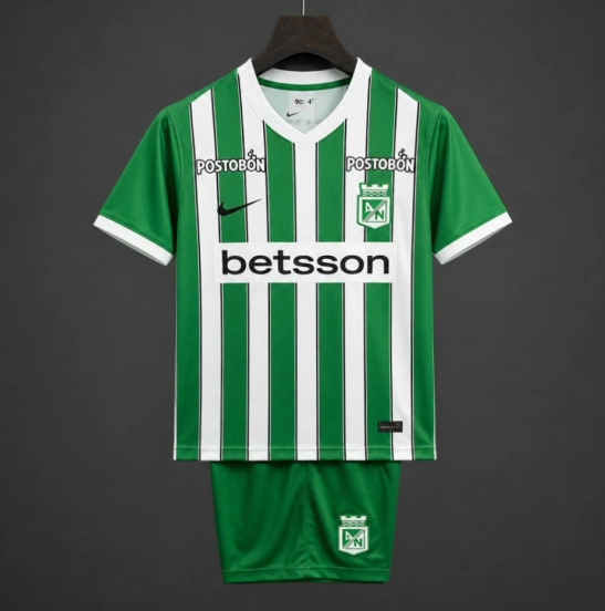 26/27 Kids  Atletico Nacional Home Green Stripes Kits Jersey
