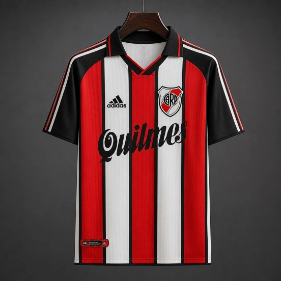 Retro 00/01 River Plate Away Red/White Stripes Jersey